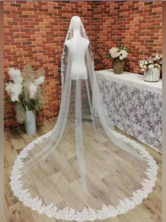 Royal Mantilla Lace Wedding Veil main image 4